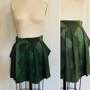 BALENCIAGA Silk Olive Green Mini Skirt XS